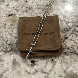 David Yurman Sterling Silver Cross with Diamond